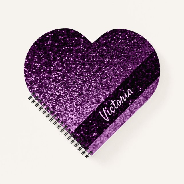 Purple glitter name girl notebook (Front)