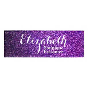 Purple Glitter Name Tag