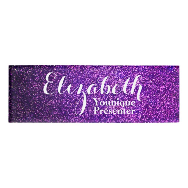 Purple Glitter Name Tag (Front)