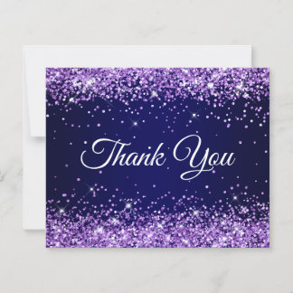 Purple Glitter Navy Blue Ombre Thank You