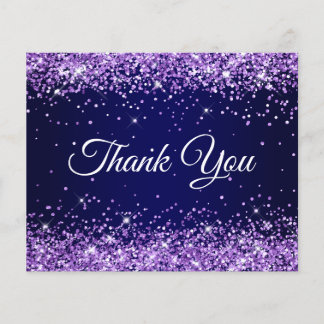 Purple Glitter Navy Blue Ombre Thank You Flyer