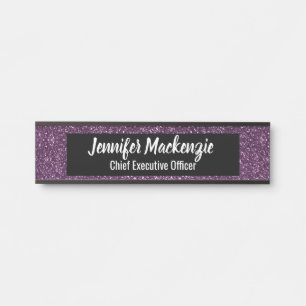 Purple Glitter Office Door Sign