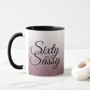 Purple Glitter Ombre 60 and Sassy 60th Birthday Mug