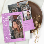 Purple glitter ombre script 4 photos Sweet 16 Invitation<br><div class="desc">Modern purple glitter ombre gradient sparkles script pink Sweet 16 birthday party invitation. Add 4 of your favourite photos with a modern brushed style font and photo grid collage.</div>