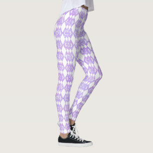 Purple Glitter Overlap Diamond Pattern Leggings