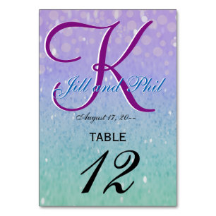 Purple Glitter Patio Lantern Confetti Glam Glow Table Number