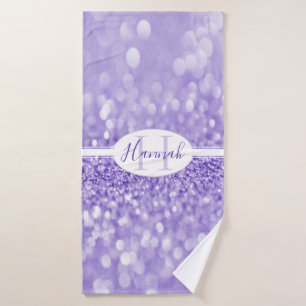 Purple Glitter Personalise Bath Towels