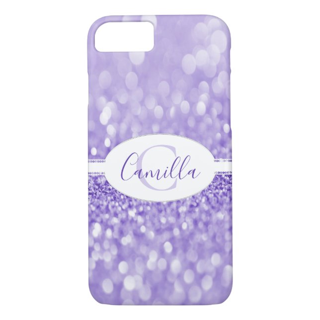 Purple Glitter Personalise Case-Mate iPhone Case (Back)