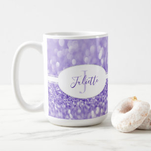 Purple Glitter Personalise Coffee Mug