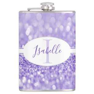 Purple Glitter Personalise Flask