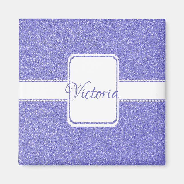 Purple Glitter Personalise Magnet (Front)