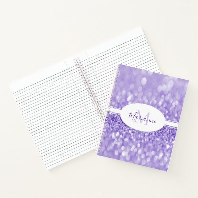 Purple Glitter Personalise Notebook (Inside)