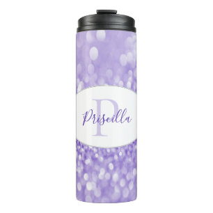 Purple Glitter Personalise Thermal Tumbler