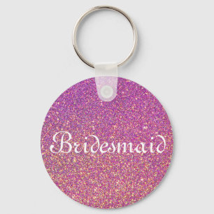 Purple Glitter Personalised Bridesmaid Key Ring
