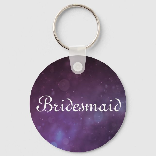Purple Glitter Personalised Bridesmaid Key Ring (Front)