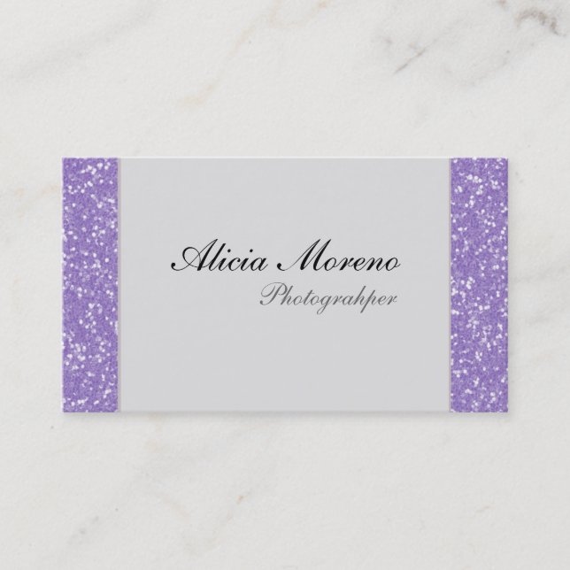 Purple Glitter Personalised Business Cards (Front)