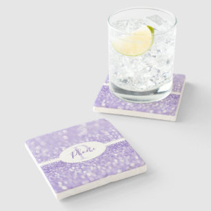 Purple Glitter Personalised Coaster