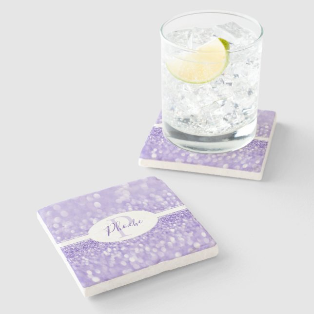 Purple Glitter Personalised Coaster (Side)