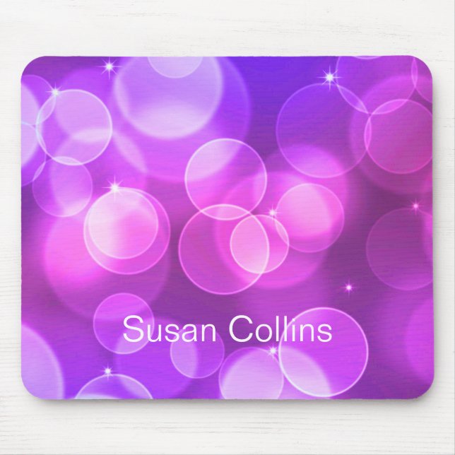 Purple Glitter Personalised Girly Mouse Mat (Front)