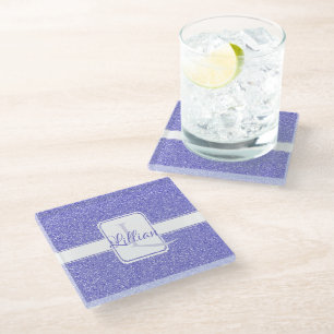 Purple Glitter Personalised Glass Coaster