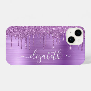 Purple Glitter Personalised iPhone 14 Case