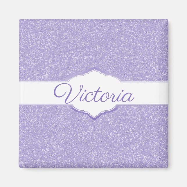 Purple Glitter Personalised Magnet (Front)