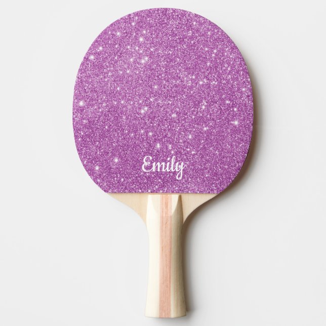 Purple Glitter Personalised Name Ping Pong Paddle (Front)
