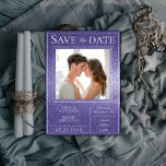 Purple Glitter Photo Save the Date<br><div class="desc">Announce your wedding day with this Purple Glitter Photo Save the Date Announcement. Save the Date design features a glitter background and photo placement for the happy couple. Add your photo and wedding details to customise.</div>