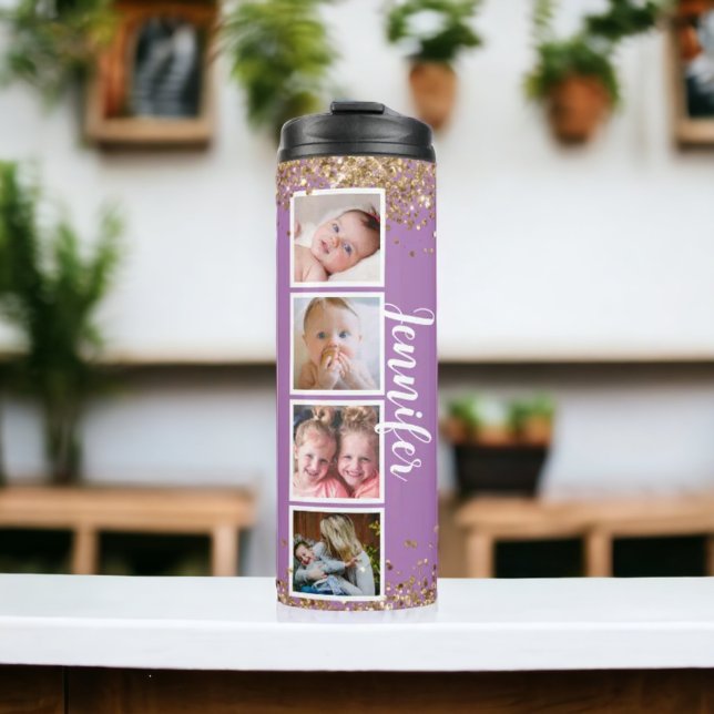 Purple glitter photo Thermal Tumbler (Creator Uploaded)