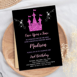 Purple Glitter Princess Birthday Invitation
