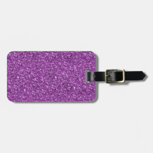 Purple Glitter Print Luggage Tag