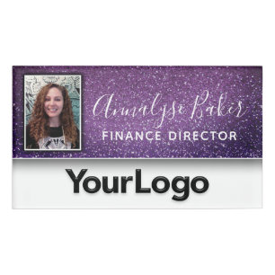 Purple Glitter Professional CNA Nurse Photo Name B Name Tag