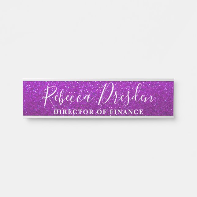 Purple Glitter Professional Office Executive Boss Door Sign (Front)