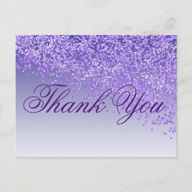 Purple Glitter Purple Shades Thank You Postcard (Front)