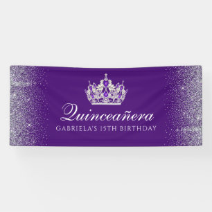 Purple, Glitter Quinceanera Banner