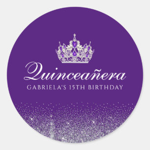 Purple Glitter Quinceanera Classic Round Sticker