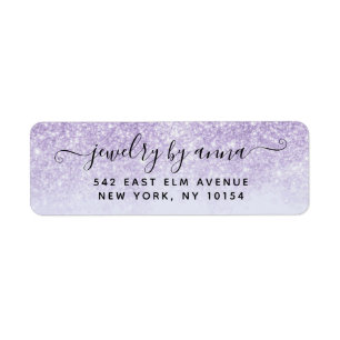 Purple Glitter Return Address Label