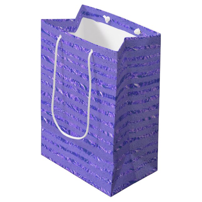 Purple Glitter Ribbon Design  Medium Gift Bag (Front Angled)