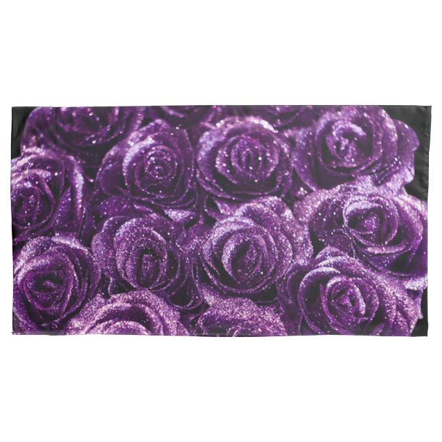 Purple Glitter Roses Pillowcase (Front)