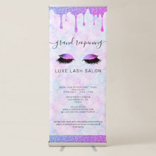 Purple Glitter Salon Reopening Covid Safety Retractable Banner
