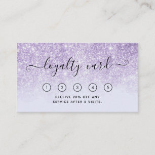 Purple Glitter Salon Spa Loyalty Card with Logo