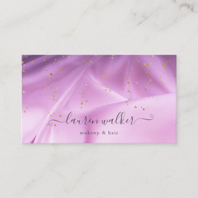 purple glitter satin material business card (Front)