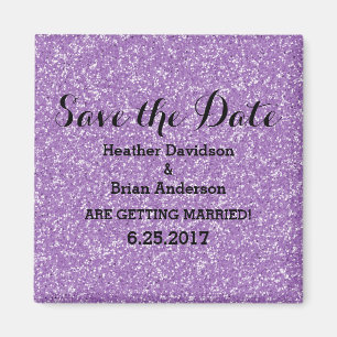 Purple Glitter Save the Date Magnet