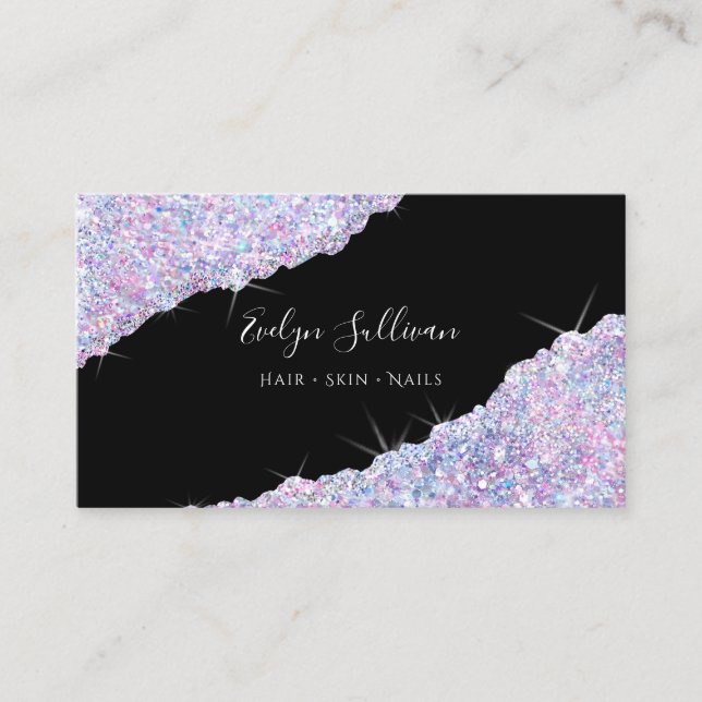 purple Glitter Sequin Business Card (Front)
