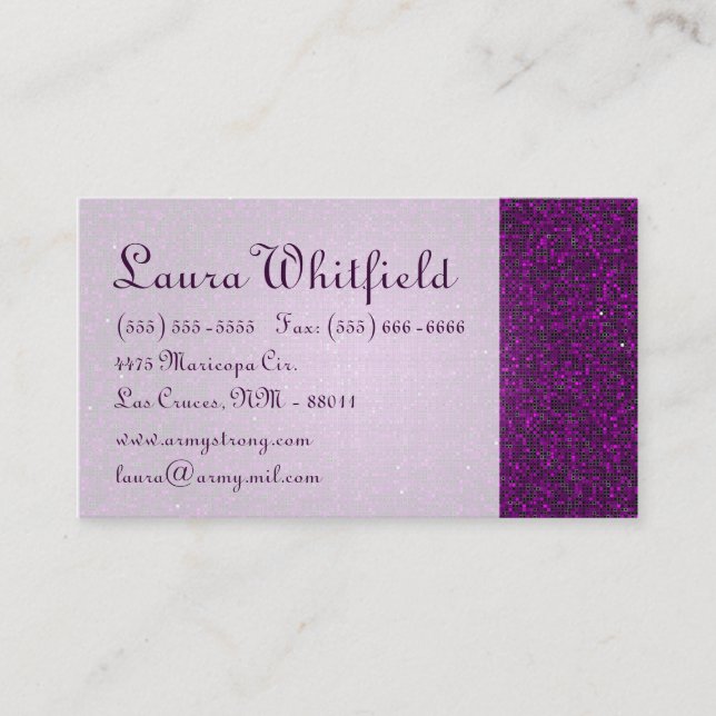 Purple Glitter Sequin Disco Glitz Business Card (Front)