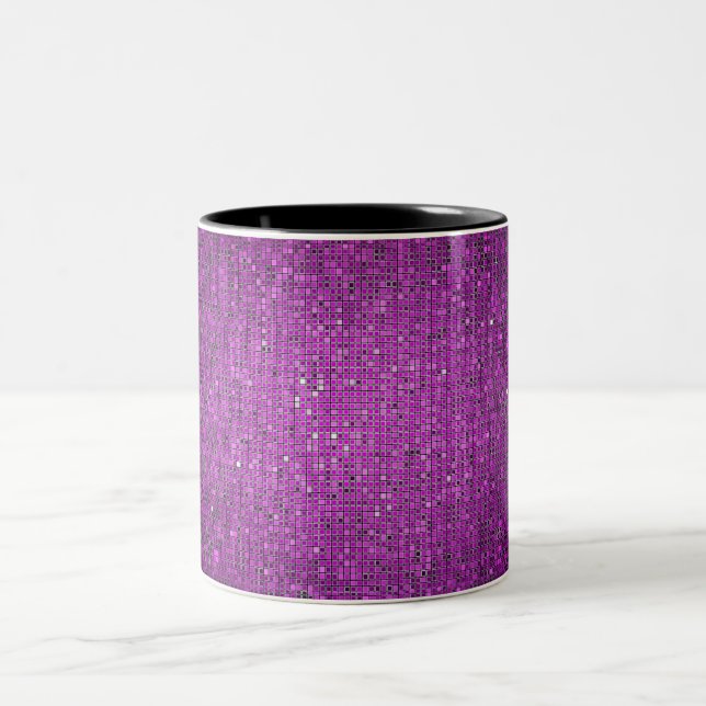 Purple Glitter Sequin Disco Glitz Coffee Mug Cup (Center)