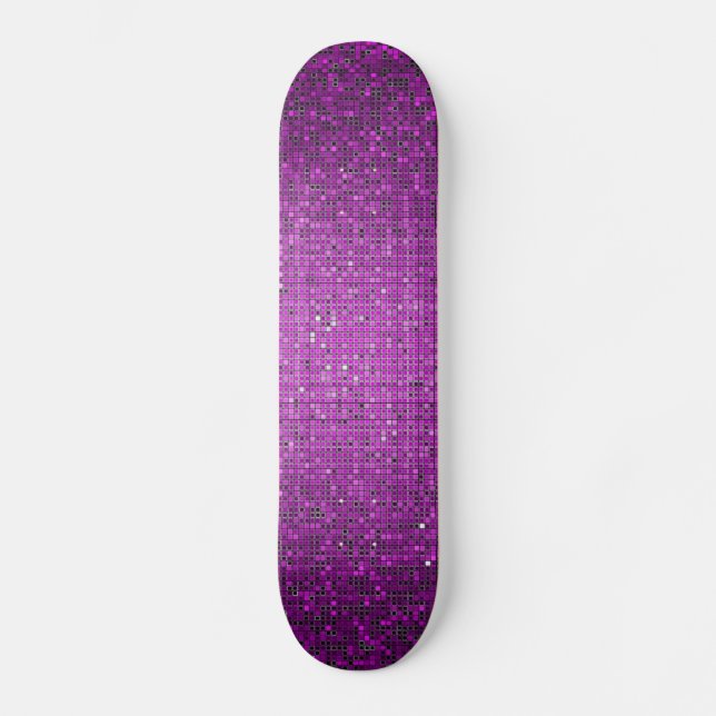 Purple Glitter Sequin Disco Glitz Comp Skateboard (Front)