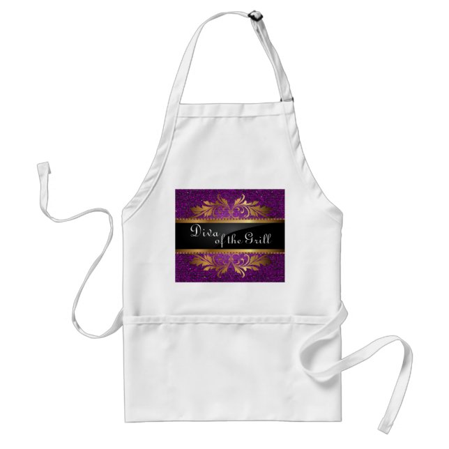Purple Glitter Sequin Disco Glitz Pattern Apron (Front)