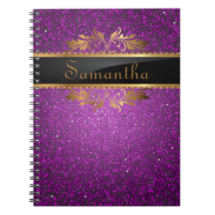 Purple Glitter Sequin Disco Glitz Spiral Notebook