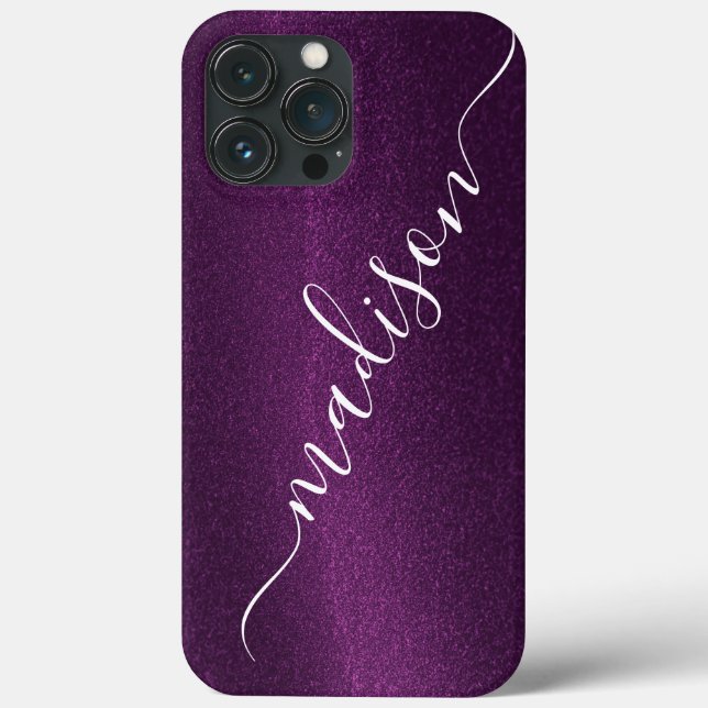 Purple Glitter Shimmer Custom Personalised Name Case-Mate iPhone Case (Back)